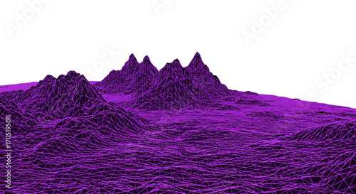 Purple Volcanic Mountain Range Landscape.