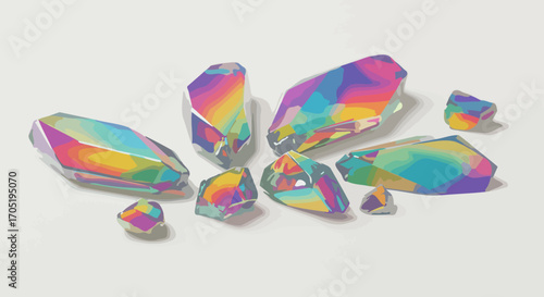 Rainbow Aura Quartz Crystals Collection.