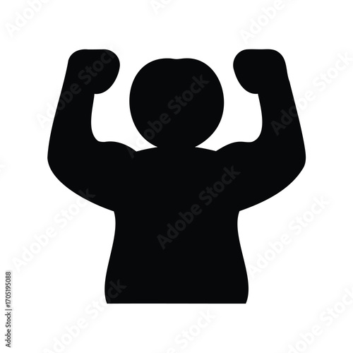 Silhouette of a muscular person flexing their biceps, representing strength and power