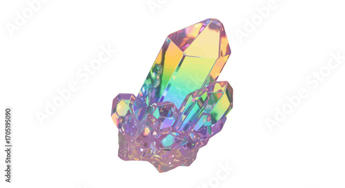 Rainbow Aura Quartz Crystal Cluster.