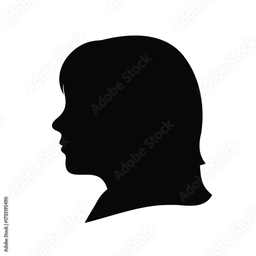 A Simple Silhouette Profile of a Female with Short Layered Hair Style