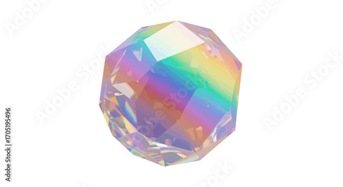 Rainbow iridescent crystal gemstone ball.