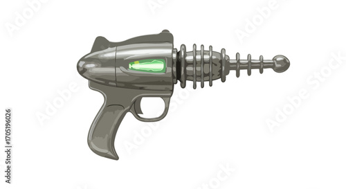 Retro Futuristic Ray Gun Toy Silver Metal.
