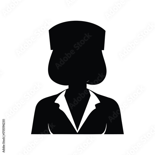 Silhouette of a professional woman wearing business attire and head covering