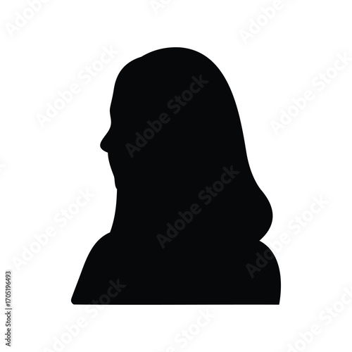 Silhouette of a woman with shoulder length hair in profile view