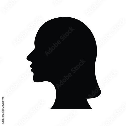 Silhouette of a woman's face in profile, minimalist representation in black