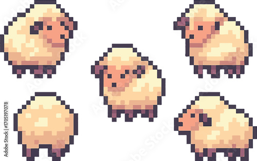 sheep pixel art, eps 10 illustration