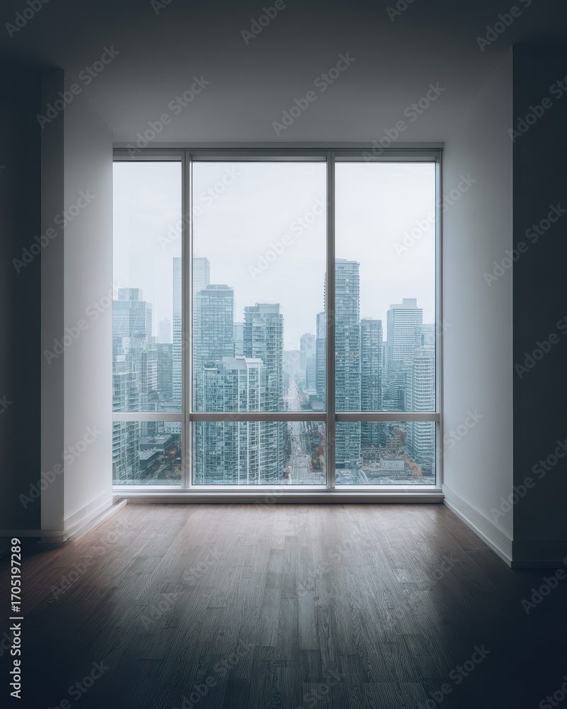 Fototapeta premium Modern Apartment Interior with Cityscape View