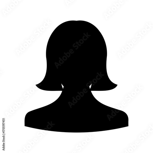 Silhouette of a woman with shoulder length hair vector illustration design