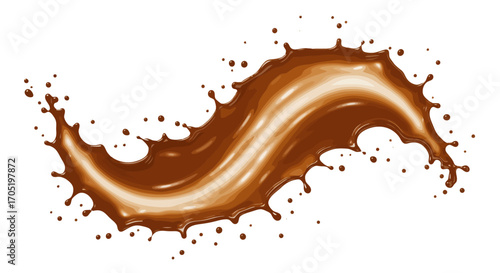 Splash of chocolate liquid dynamic flow.