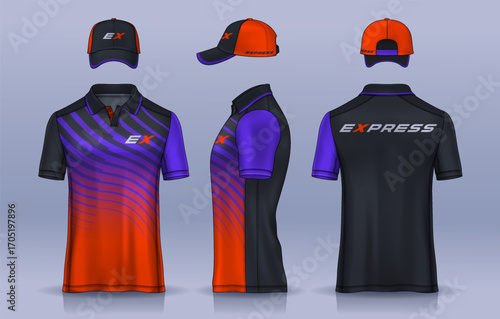 Corporate Work Shirts,t-shirt and cap templates design. uniform for company.	
