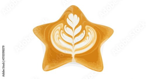 Star Shaped Latte Art Coffee Drink.