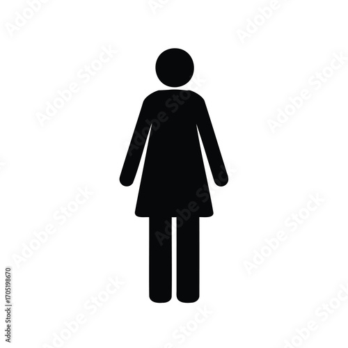 Female Silhouette Icon on White Background Representing Women in Public Space
