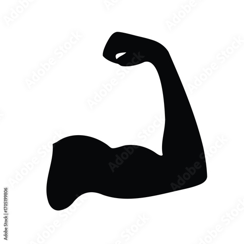 Silhouette of a muscular arm flexing to showcase strength and physical fitness