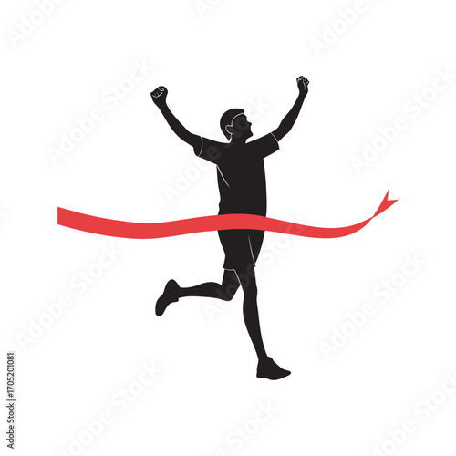A black silhouette illustration of business people, a man, and a woman, in an action pose jumping with happiness
