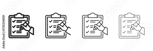 Evaluation Icon Set With Multiple Line Styles Vector Illustration 