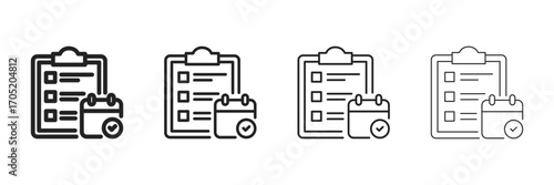 Planning Icon Set With Multiple Line Styles Vector Illustration 