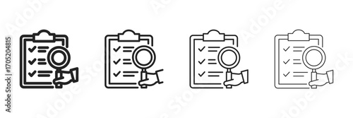 Assessment Icon Set With Multiple Line Styles Vector Illustration 