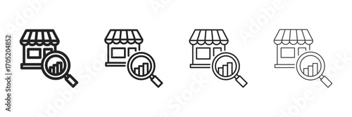 Market Icon Set With Multiple Line Styles Vector Illustration 