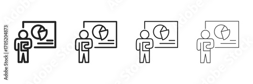 Presentation Icon Set With Multiple Line Styles Vector Illustration 