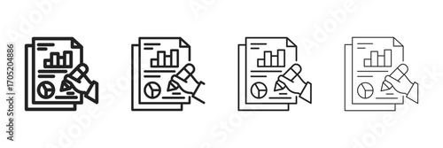 Data Icon Set With Multiple Line Styles Vector Illustration 