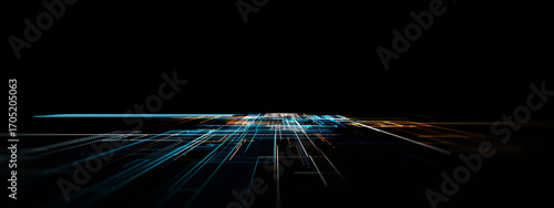 Futuristic Digital Grid Technology Background AI Data Flow