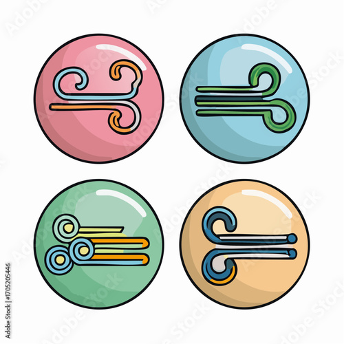 Wind Icons Set Vector Illustrations for Weather and Climate Designs