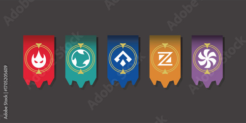 Banner or clip art set with symbols