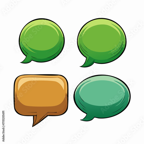 Set of Colorful Speech Bubbles Perfect for Communication, Social Media, and Design Projects