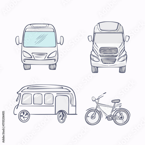 Transportation Sketches A Hand-Drawn Collection of Vehicles