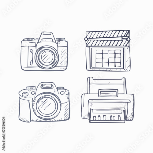 Hand-Drawn Illustrations of Photography and Filmmaking Equipment