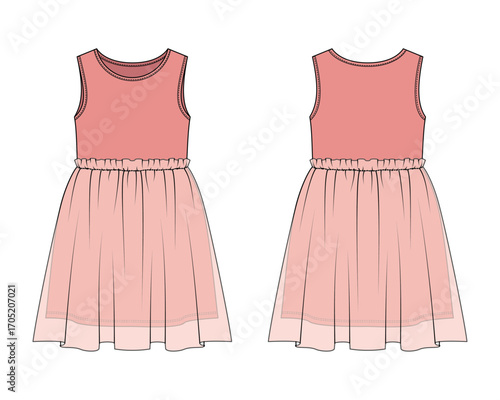 girl's dress fashion flat sketch