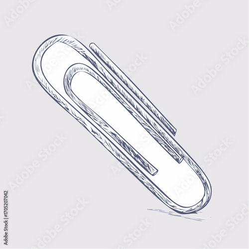 Detailed Hand-Drawn Illustration of a Paperclip Against a Light Gray Background