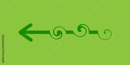 Vector illustration of a floral pattern with green leaves and swirls for an eco-friendly design, symbolizing a go green concept with a saving light element. Modern simple solid arrows collection. arts