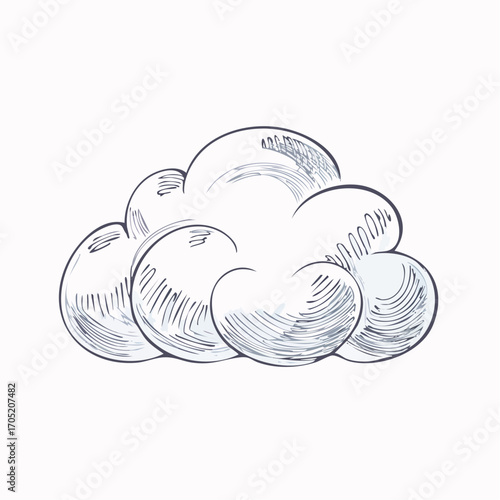 Cloud Sketch A Hand-Drawn Illustration Depicting a Fluffy Cumulus Cloud Formation for Graphic Design