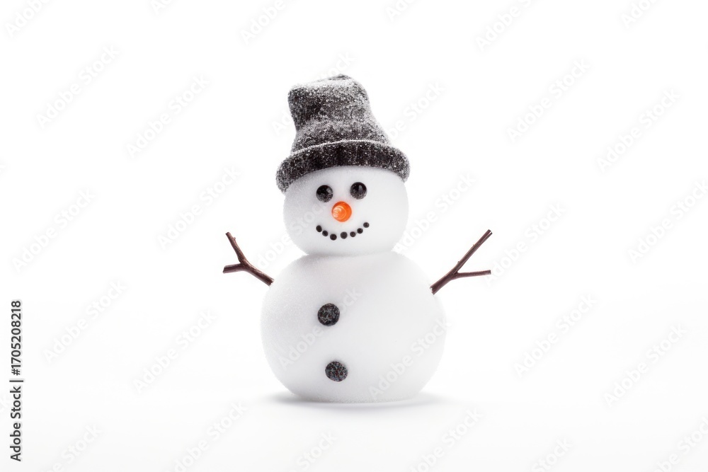 Fototapeta premium Snowman winter white white background.