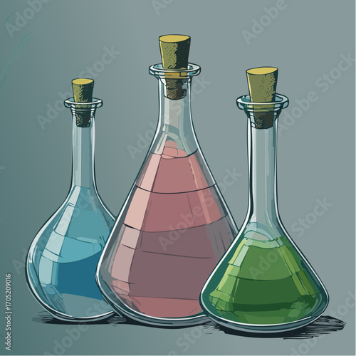 Colorful Potion Bottles A Whimsical Alchemist's Collection
