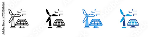 Smart Grid Multiple Style Icon Design Vector - Smart grid integration combining renewable energy sources for efficient electricity distribution