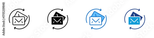 Email Marketing Multiple Style Icon Design Vector - Automated email marketing campaigns to reach target audiences and drive engagement