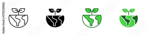 Green Education Multiple Style Icon Design Vector - Promoting education and awareness about environmental conservation worldwide