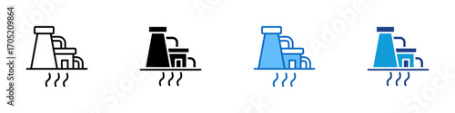 Geothermal Plant Multiple Style Icon Design Vector - Geothermal power plant utilizing underground heat to produce renewable and sustainable clean energy