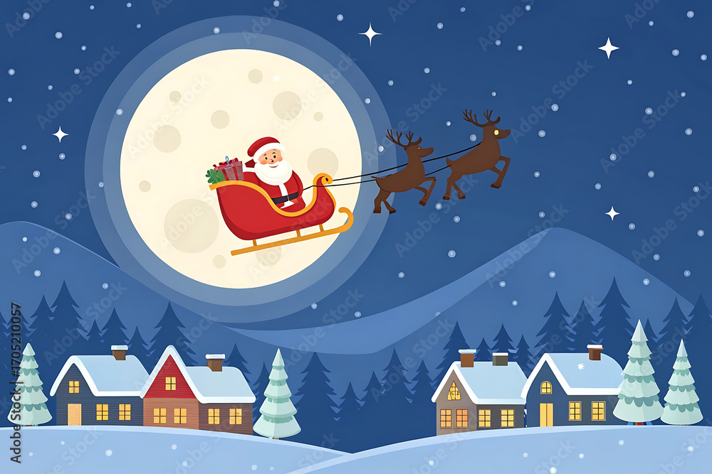 Fototapeta premium santa claus and christmas tree