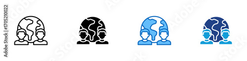 Public Awareness Multiple Style Icon Design Vector - Global community awareness symbol showing unity in facing infectious disease challenges