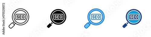 SEO Multiple Style Icon Design Vector - Search engine optimization to improve website ranking, visibility, and online traffic growth