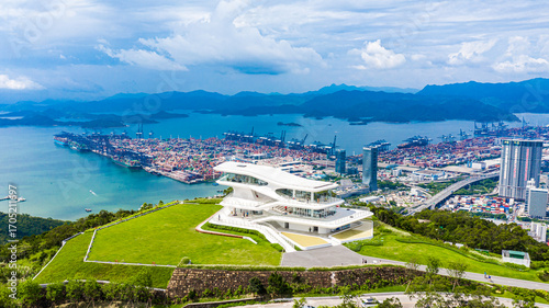 Wallpaper Mural Shenzhen ,China -  Aerial view of container ship in Yantian port in Shenzhen city, China Torontodigital.ca