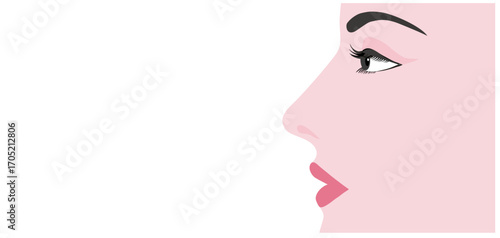 Portrait of woman face side view vector illustration