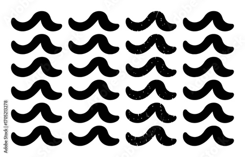 A Pattern of Black Mustaches on a White Background