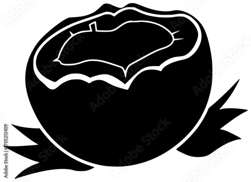 fruit illustration coconut silhouette fresh logo food icon tropical outline healthy exotic half palm coco milk leaf set natural shape and vector graphic background