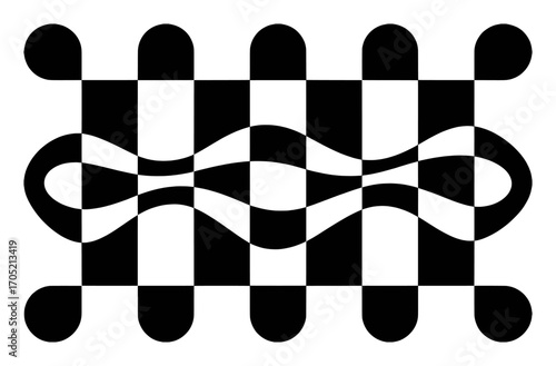 Abstract Black and White Optical Illusion with Wavy Lines
