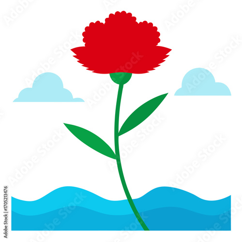  sea thrift red vector on white
